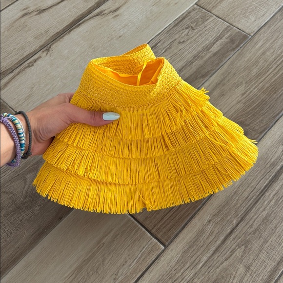 Yellow Fringe Large Sun Hat- Women Accessories - Picture 4 of 4